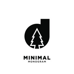 Letter d pine tree initial logo design