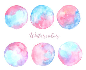 Hand drawn mixed rainbow watercolor stain vector set