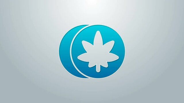 Blue line Herbal ecstasy tablets icon isolated on grey background. 4K Video motion graphic animation