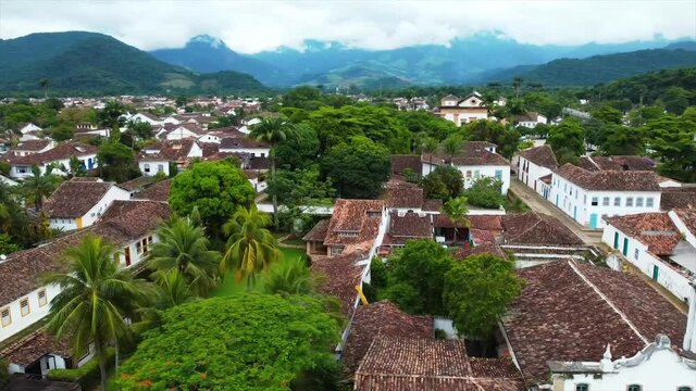 4K Paraty Brazil Aerial Trees Side Shot