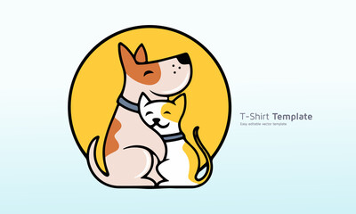 Dog and cat loving each other t-shirt design, Dog t shirt Vector Graphics to download