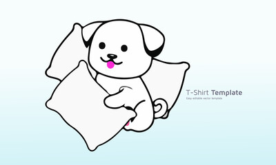 Dog play with pillow vector t-shirt design, Dog t shirt Vector Graphics to download