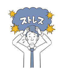ストレスで精神的に疲弊する会社員男性