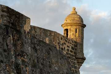 Close up of lookout tower at Castillo San Cristobal Fort in San Juan, Puerto Rico. It was built by Spain in 1783 to protect against land based attacks on the city of San Juan.   © JHVEPhoto