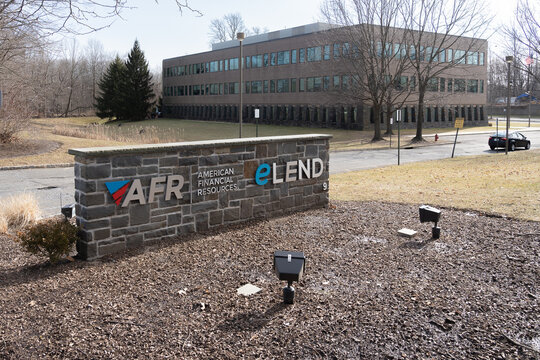 New Jersey, USA - January 27, 2019: AFR and eLEND sign in New Jersey.  
AFR and eLEND are the residential mortgage divisions of American Financial Resources, Inc.