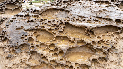 Yehliu natural landscape at Yehliu Geopark in Taiwan.  Yehliu Geopark is home to a number of unique geological formations.
