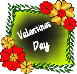VALENTINES DAY FRAME, COLORING FLOWERS,VALENTINES VECTOR