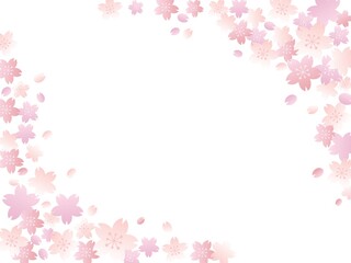 Fototapeta na wymiar ピンクの桜のフレームイラスト　コーナー