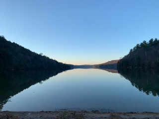 Lake Phillipe in Quebec Canada at Sunset, with no wind