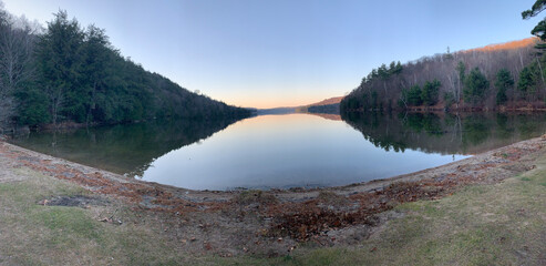Lake Phillipe in Quebec Canada at Sunset, with no wind