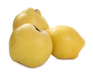 Delicious ripe fresh quinces on white background