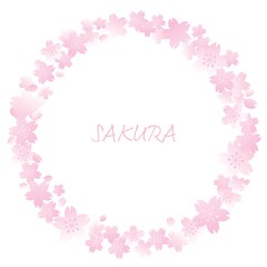 ピンクの桜の丸いフレームイラスト