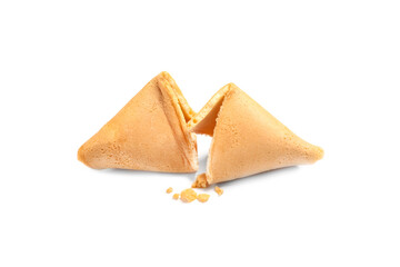Traditional homemade fortune cookie isolated on white
