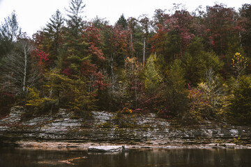 Fall at Honey Creek Loop Trail at Big South Fork National Recreation Area in central Tennessee 