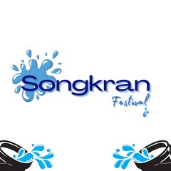 Thailand tradition Songkran's day festival with water splash on white background