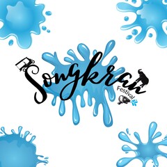 Thailand tradition Songkran's day festival with water splash on white background