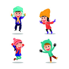 the characters of young children wearing winter clothes
