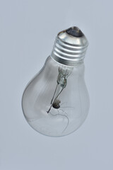 old light bulb with broken tungsten wolfram  filament