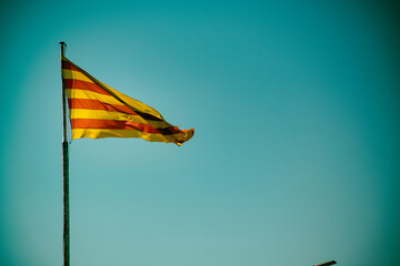 Catalonia flag waving in the sky