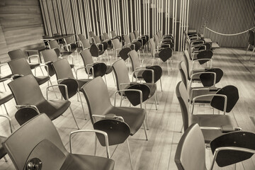 Modern meeting room with empty chairs