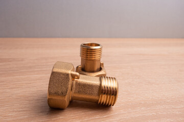 Domestic water supply brass fittings kit. 1/2 union, nuts and rubber washers.