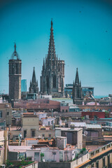Barcelona monuments and city skyline on a sunny day