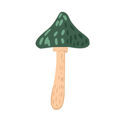 Toadstool isolated on white background. Abstract mushroom sketch hand drawn.