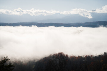 Cloud inversion over the Smokey Mountains in Tennessee. 