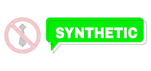 Misplaced Synthetic green text dialof shape and stop man tie mesh composition. Vector flat stop man tie, built from flat mesh. Green conversation contains Synthetic title inside black frame,