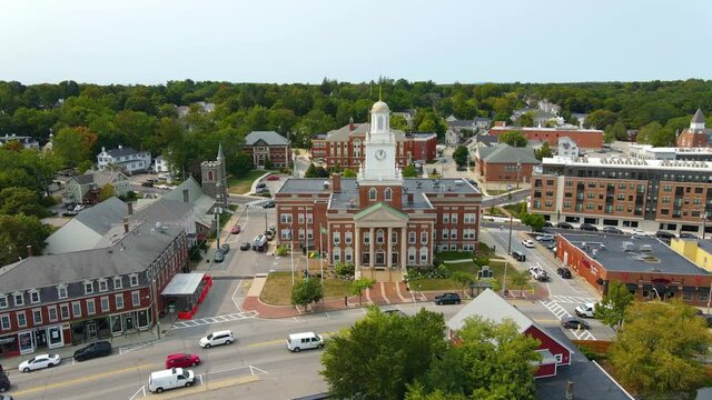 Dover City Hall aerial view at 288 Central Avenue in downtown Dover, New Hampshire NH, USA. 