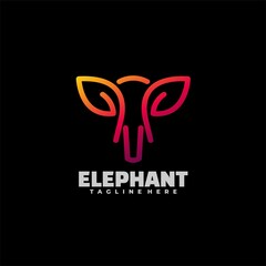 Vector Logo Illustration Elephant Gradient Line Art Style.