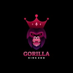 Vector Logo Illustration Gorilla Gradient Colorful Style.