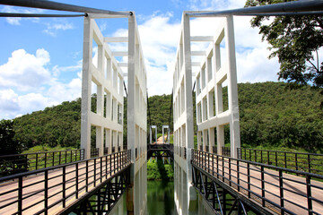 Suspension bridge at Mae Kuang Udom Thara dam.