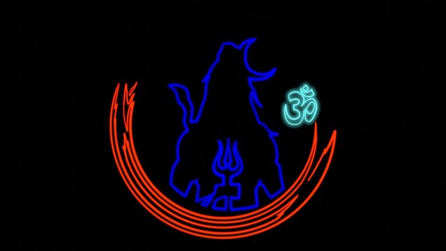lord shiva illustration with black background and glow 
