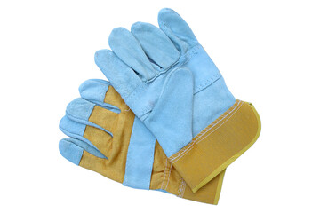 Pair of leather work gloves isolated on white