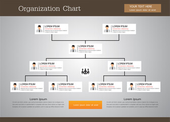 Organization Chart Infographics with People Icon and Abstract Line, Business Structure, Hierarchy of employees, org  Vector Illustration.