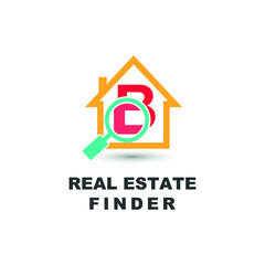 Letter B for house, home, apartment, and real estate finder search icon logo vector template design