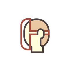 Face shield icon. Made from PVC transparent sheet or plastic. Know as personal protective equipment (PPE) for protect face from coronavirus infection, hazards, chemical splashes in medical, laboratory