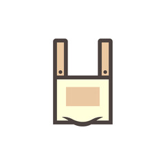 Apron or bib apron icon. That is uniform or garment cover front of body. For chef cooking in kitchen, restaurant. And hygienic reason to protection chef from danger i.e. acid and excessive heat.
