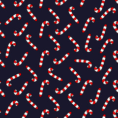 Seamless pattern with Candy Cane. Vector illustration. Christmas background.	