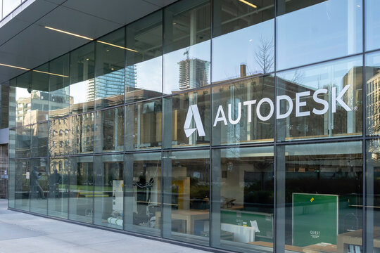 Toronto, Canada - May 5, 2019: Autodesk Canada office in Toronto, an American  software corporation makes software for the architecture, engineering, construction, manufacturing, etc.