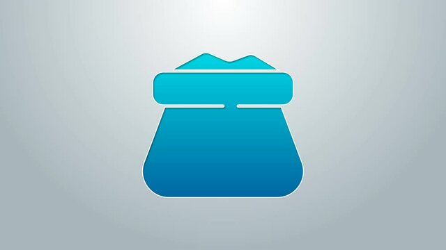 Blue line Full sack icon isolated on grey background. 4K Video motion graphic animation