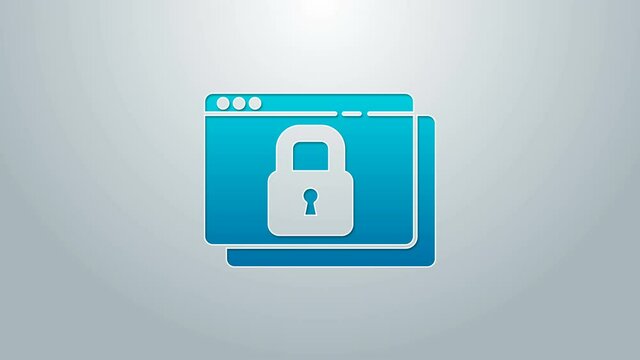 Blue line Secure your site with HTTPS, SSL icon isolated on grey background. Internet communication protocol. 4K Video motion graphic animation