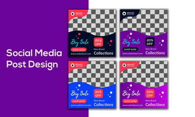 Shopping social media banner design, Sales post collection. Amazing graphic vector for social media, 