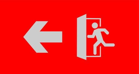 Emergency exit direction sign. Vector illustration