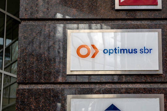 Toronto, Canada - October 24, 2019: Sign of Optimus SBR outside their head office in Toronto, Canada, a Canadian Business management consultant.  