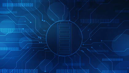 Battery Icon in digital background, battery supply Concept Background, Energy Efficiency Concept, Power and Energy background