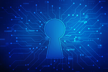 Lock Key Hole on digital screen,cyber security concept background. Data protection Cyber Security Privacy Business Internet Technology Concept