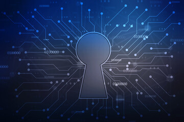 Lock Key Hole on digital screen,cyber security concept background. Data protection Cyber Security Privacy Business Internet Technology Concept