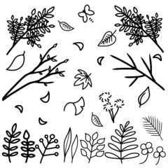 植物自然シンプル素材セット線画
